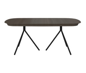 Ottawa Extendable Dining Table, Dark Oak / Matt Black, 100 x 185/250 cm