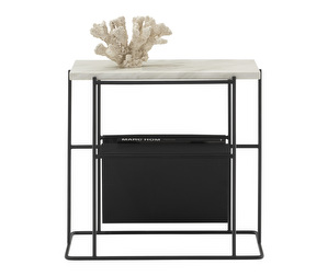 Paris Side Table, Light Marble/Matt Black