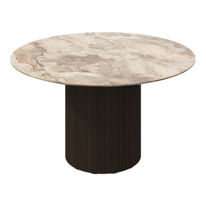 Santiago Extendable Dining Table, Brown Ceramic / Dark Oak, ⌀ 135/181 cm