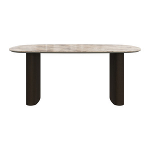 Santiago Dining Table, Brown Ceramic / Dark Oak, 99 x 180  cm