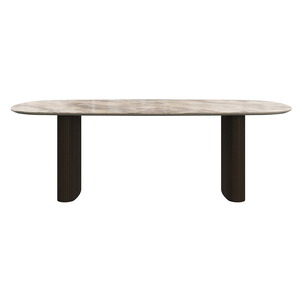 BoConcept Santiago-ruokapöytä ruskea marmorikeramiikka/tumma tammi, 99 x 230  cm