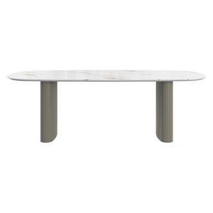 Santiago Dining Table, White Marble Ceramic / Grey, 99 x 230  cm