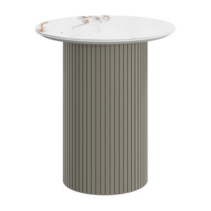 Santiago Side Table, White Ceramic / Grey, ⌀ 46 cm