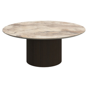 Santiago Coffee Table, Brown Ceramic / Dark Oak, ⌀ 99 cm