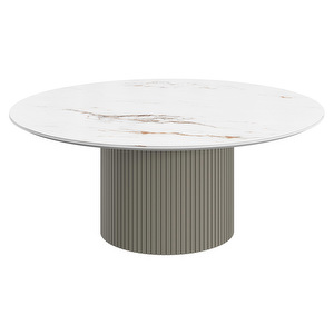 Santiago Coffee Table, White Ceramic / Grey, ⌀ 99 cm