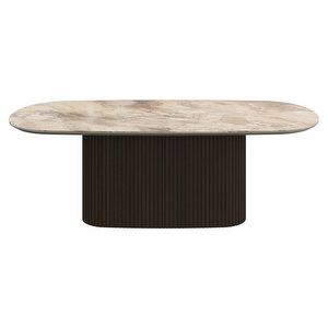 Santiago Coffee Table, Brown Ceramic / Dark Oak, 58 x 118 cm