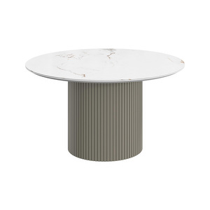 Santiago Coffee Table, White Ceramic / Grey, ⌀ 80 cm