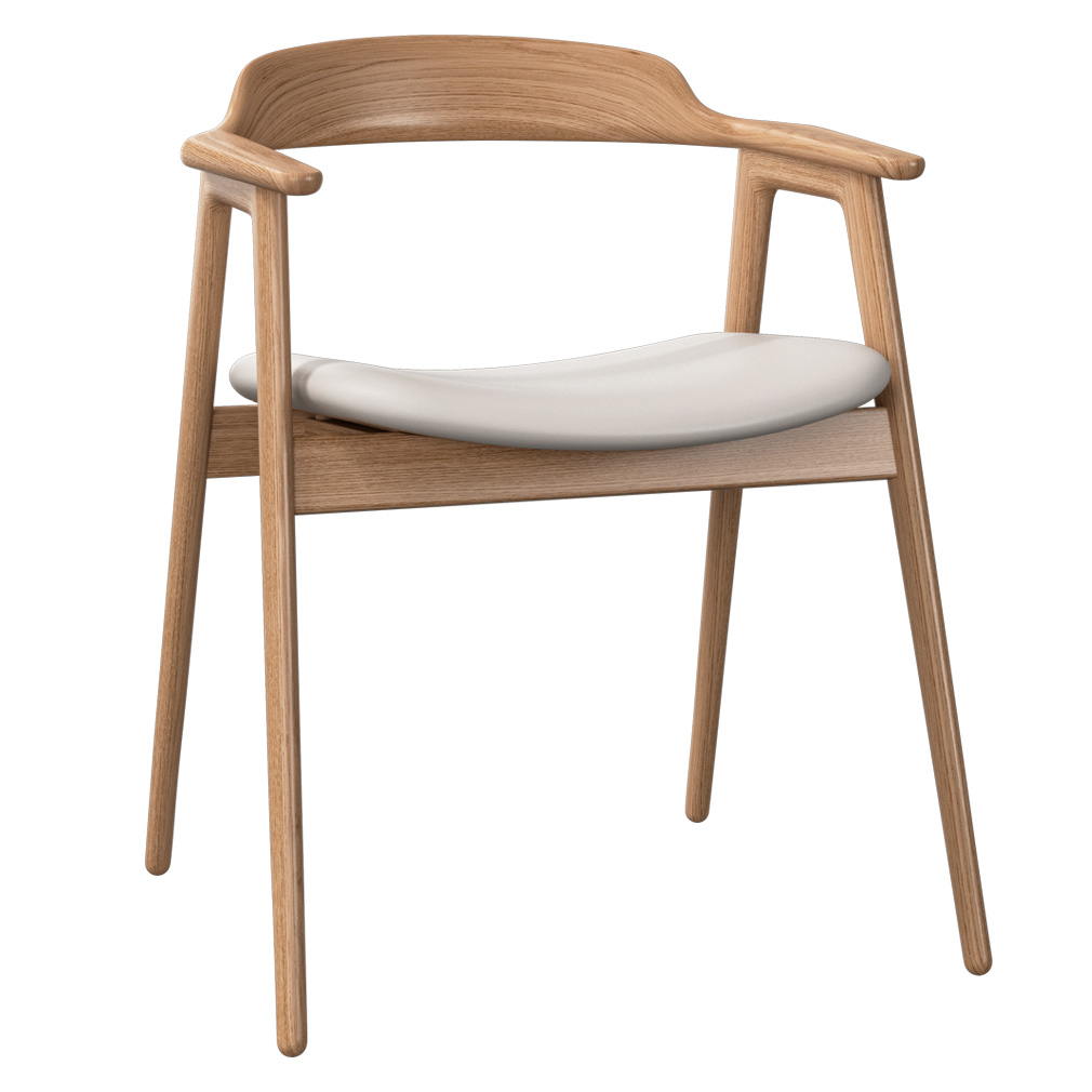 BoConcept Seoul Chair, Nordic Grain Leather 5136 Vanilla White