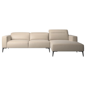 Zurich Chaise Sofa, Estoril Leather 0958 Beige, W 278 cm