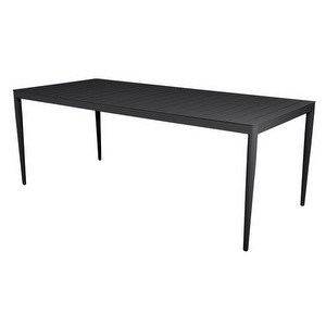 Bigby-ruokapöytä, musta alumiini, 195 x 95 cm