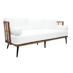 Covelo-sohva, valkoinen/polyrottinki, L 188 cm