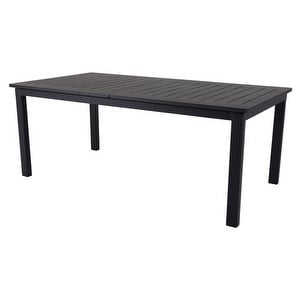 Lomma- jatkettava ruokapöytä, musta alumiini, 100 x 194/312 cm