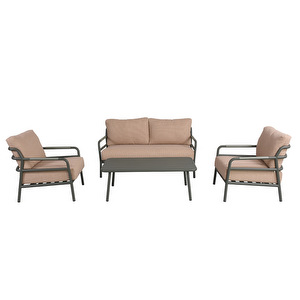 Pipe-ulkosohvaryhmä, tummanvihreä / beige, sohva + sohvapöytä + 2 nojatuolia