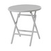 Wilkie-pöytä, light grey, ø 72 cm, Alumiininen Wilkie-taittopöytä on säänkestävä. Säilytä pöytää esimerkiksi seinäkoukkuun ripustettuna.