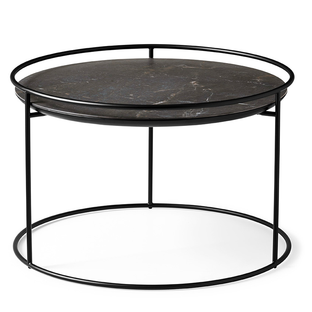 Calligaris Atollo-sohvapöytä musta/musta marmori, ⌀ 62,5 cm
