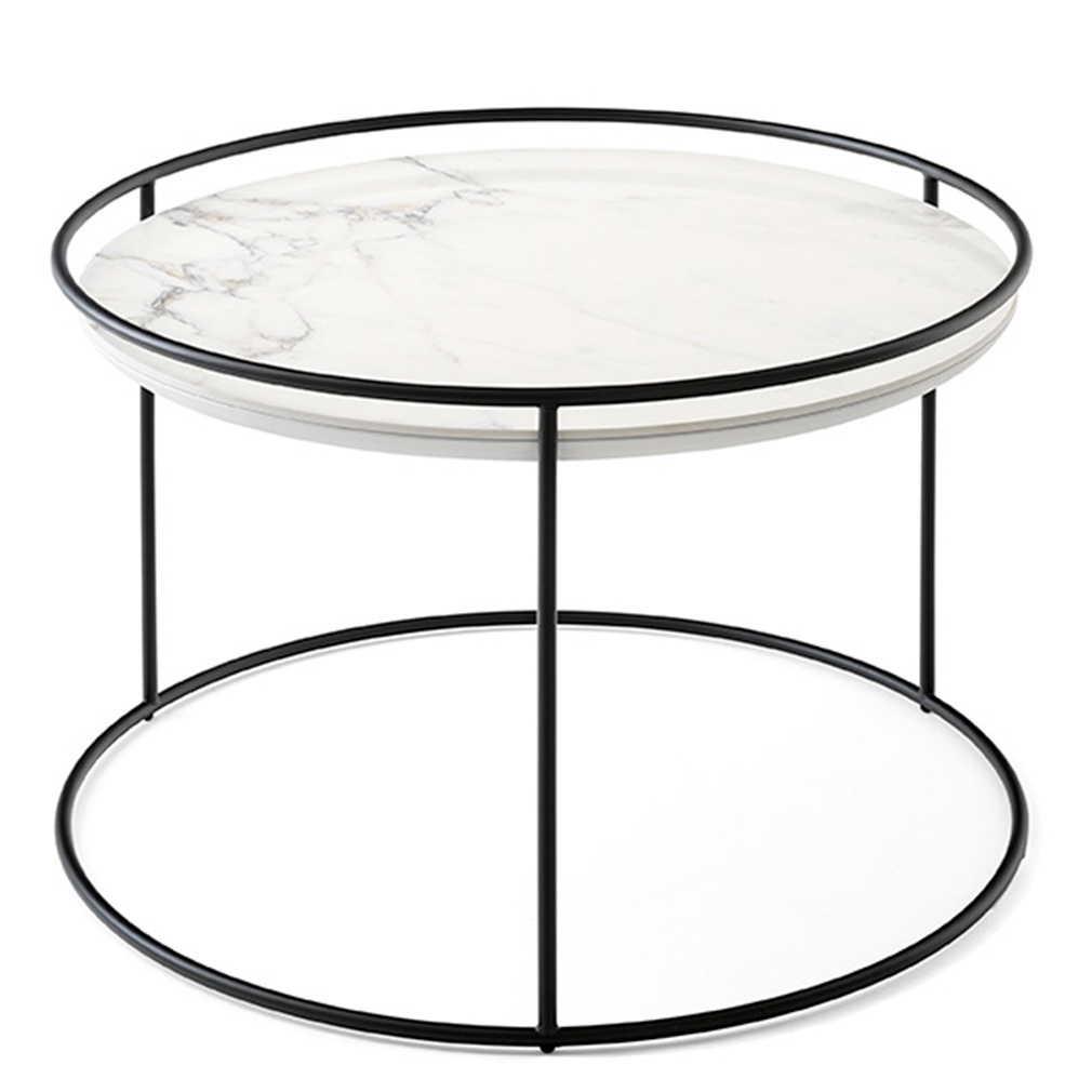 Calligaris Atollo-sohvapöytä musta/valkoinen marmori, ⌀ 62,5 cm
