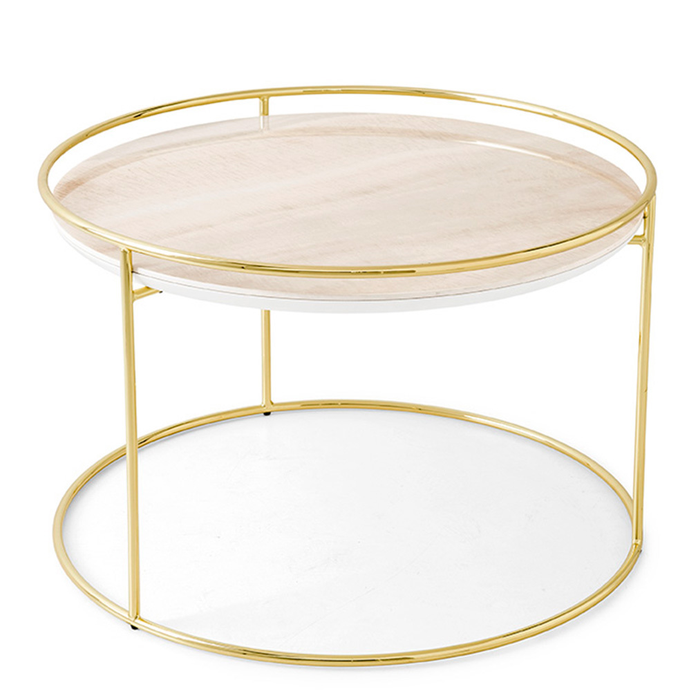 Calligaris Atollo-sohvapöytä messinki/kullanvärinen marmori, ø 62,5 cm