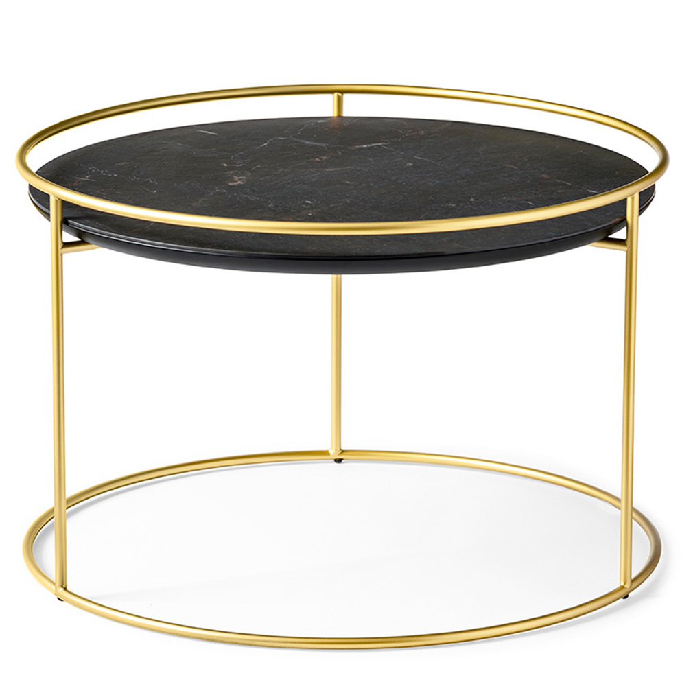 Calligaris Atollo-sohvapöytä messinki/musta marmori, ø 62,5 cm