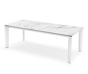Delta -jatkettava ruokapöytä, marmorikuvioitu/valkoinen, 100 x 220/280 cm