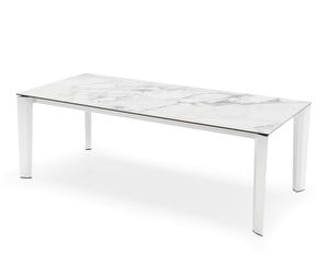 Delta Extendable Dining Table, Ceramic Marble/White, 100 x 220/280 cm