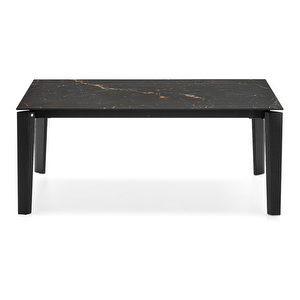 Dogma- jatkettava ruokapöytä, musta marmorikeramiikka/musta, 100 x 180/240 cm