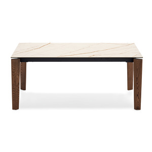 Dogma- jatkettava ruokapöytä, kultainen marmorikeramiikka/pähkinä, 100 x 180/240 cm Dogma- jatkettava ruokapöytä, kultainen marmorikeramiikka/pähkinä, 100 x 180/240 cm