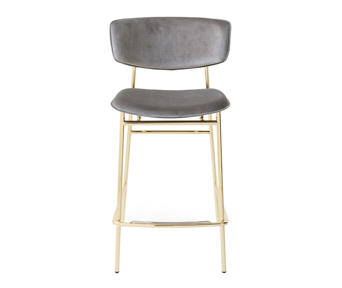 Calligaris Fifties Bar Stool, Grey Velvet/Brass Vepsäläinen