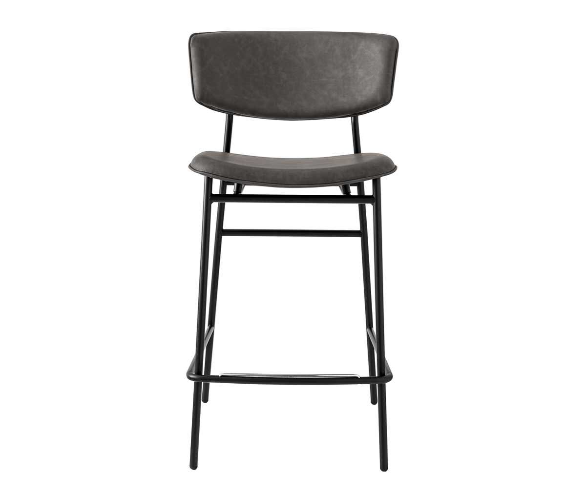 Calligaris Fifties-baarituoli harmaa kangas/mattamusta, K 95 cm