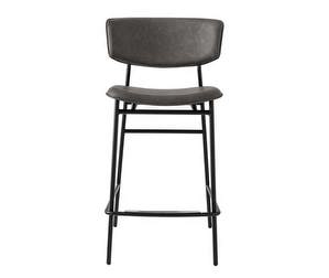 Fifties Bar Stool, Grey Fabric/Matte black, H 95 cm