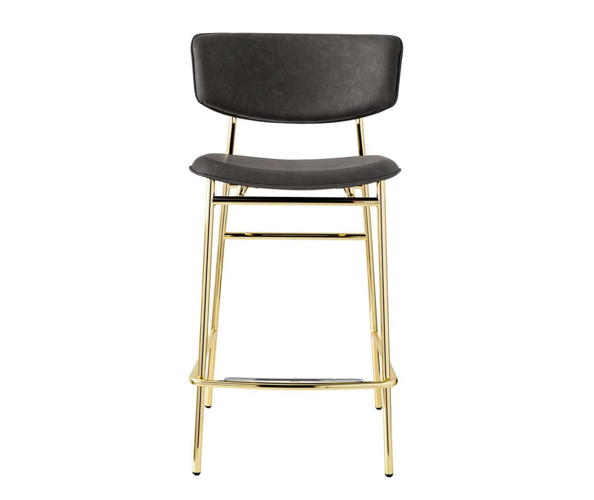 Calligaris Fifties-baarituoli harmaa kangas/messinki, K 95 cm