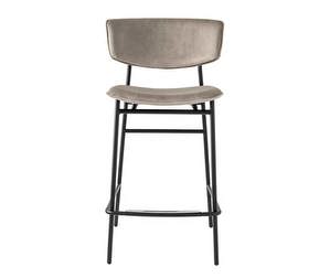 Fifties Bar Stool, Sand Velvet/Matt Black, H 95 cm