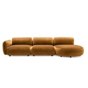 Ginza-sohva, Hortensia-kangas keltainen, oikea avopääty