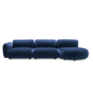 Ginza-sohva, Hortensia-kangas sininen, oikea avopääty