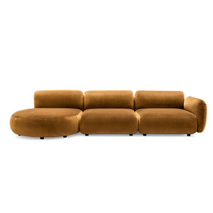 Ginza-sohva, Hortensia-kangas keltainen, vasen avopääty