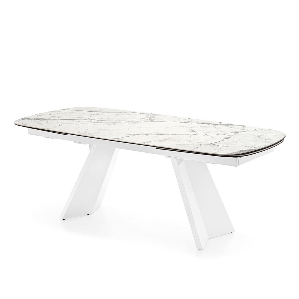 Calligaris Icaro -jatkettava ruokapöytä valkoinen marmori/valkoinen, 100 x 200/296 cm