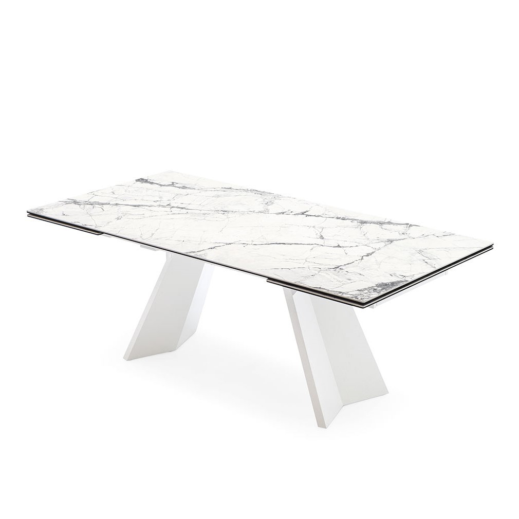 Calligaris Icaro -jatkettava ruokapöytä valkoinen marmori/valkoinen, 90 x 160/240 cm
