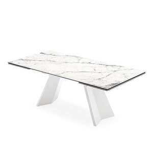 Icaro -jatkettava ruokapöytä, valkoinen marmori/valkoinen, 90 x 160/240 cm Icaro -jatkettava ruokapöytä, valkoinen marmori/valkoinen, 90 x 160/240 cm