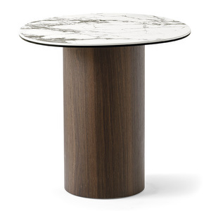 Mushroom-sohvapöytä, valkoinen marmori / tumma tammi, 52,5 x 47,5 cm