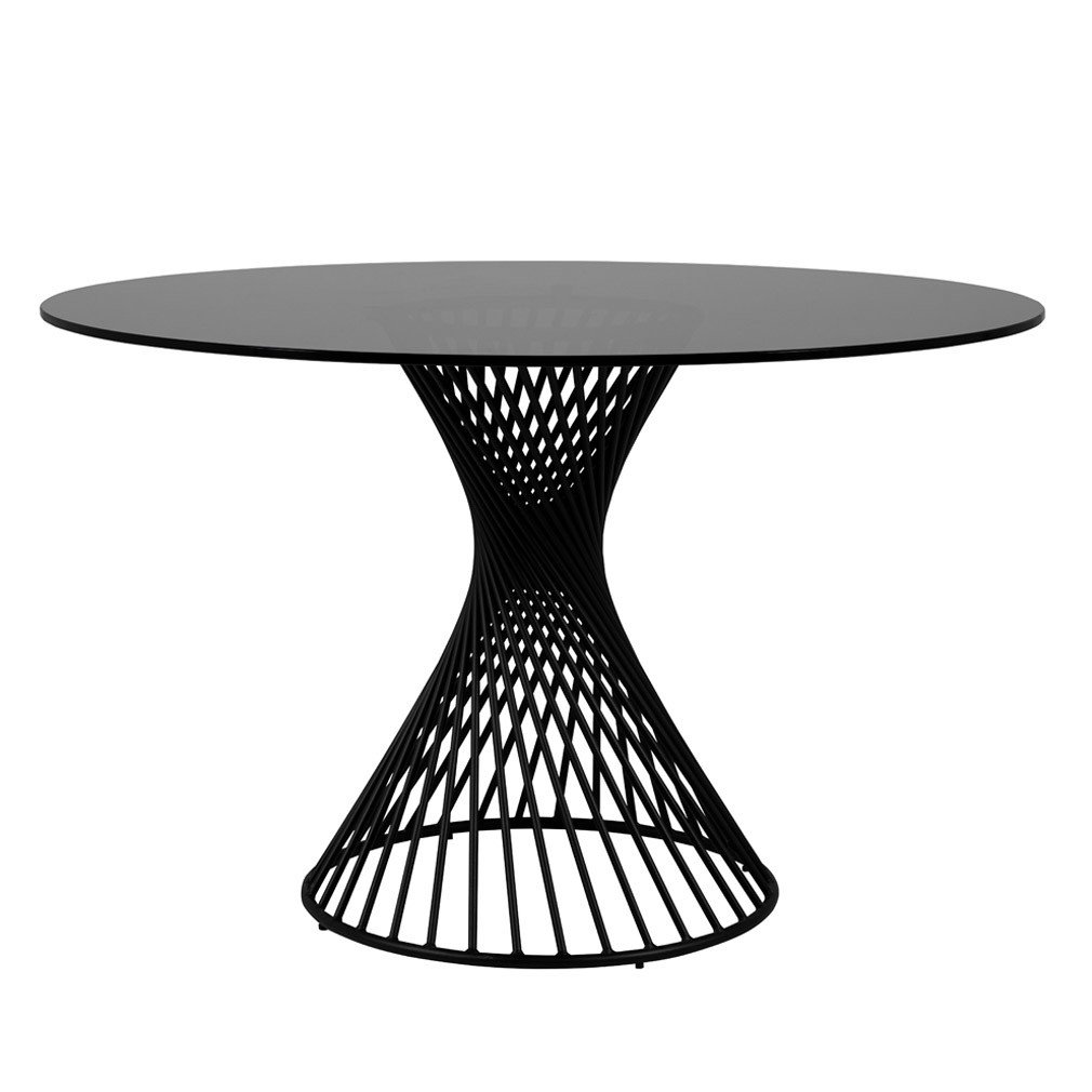 Calligaris Vortex Dining Table Grey Glass/Matt Black, ø 120 cm