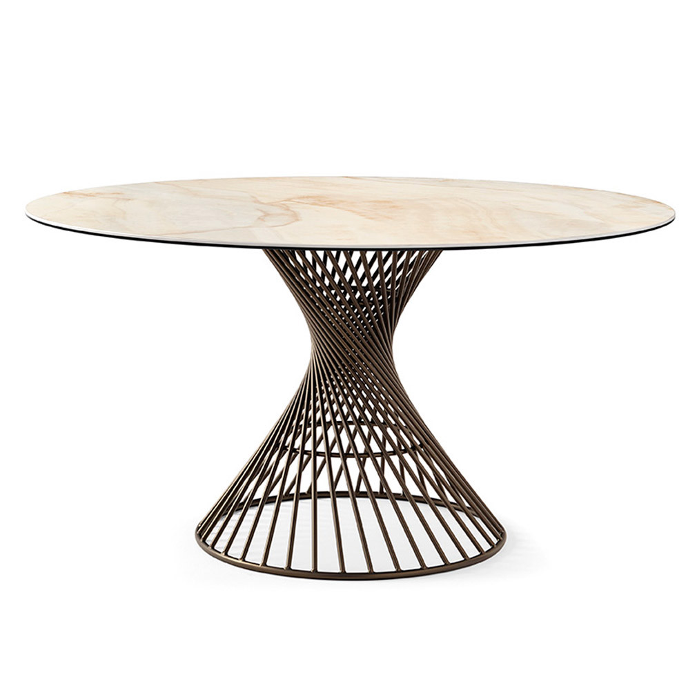 Calligaris Vortex Dining Table Golden Marble/Bronze, ø 120 cm