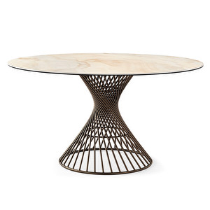 Vortex Dining Table, Golden Marble/Bronze, ø 120 cm