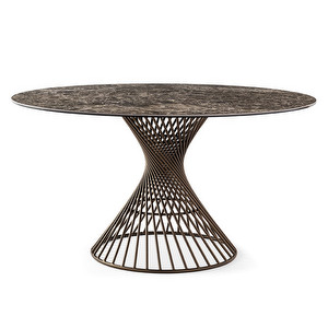 Vortex Dining Table, Brown Marble/Bronze, ø 120 cm