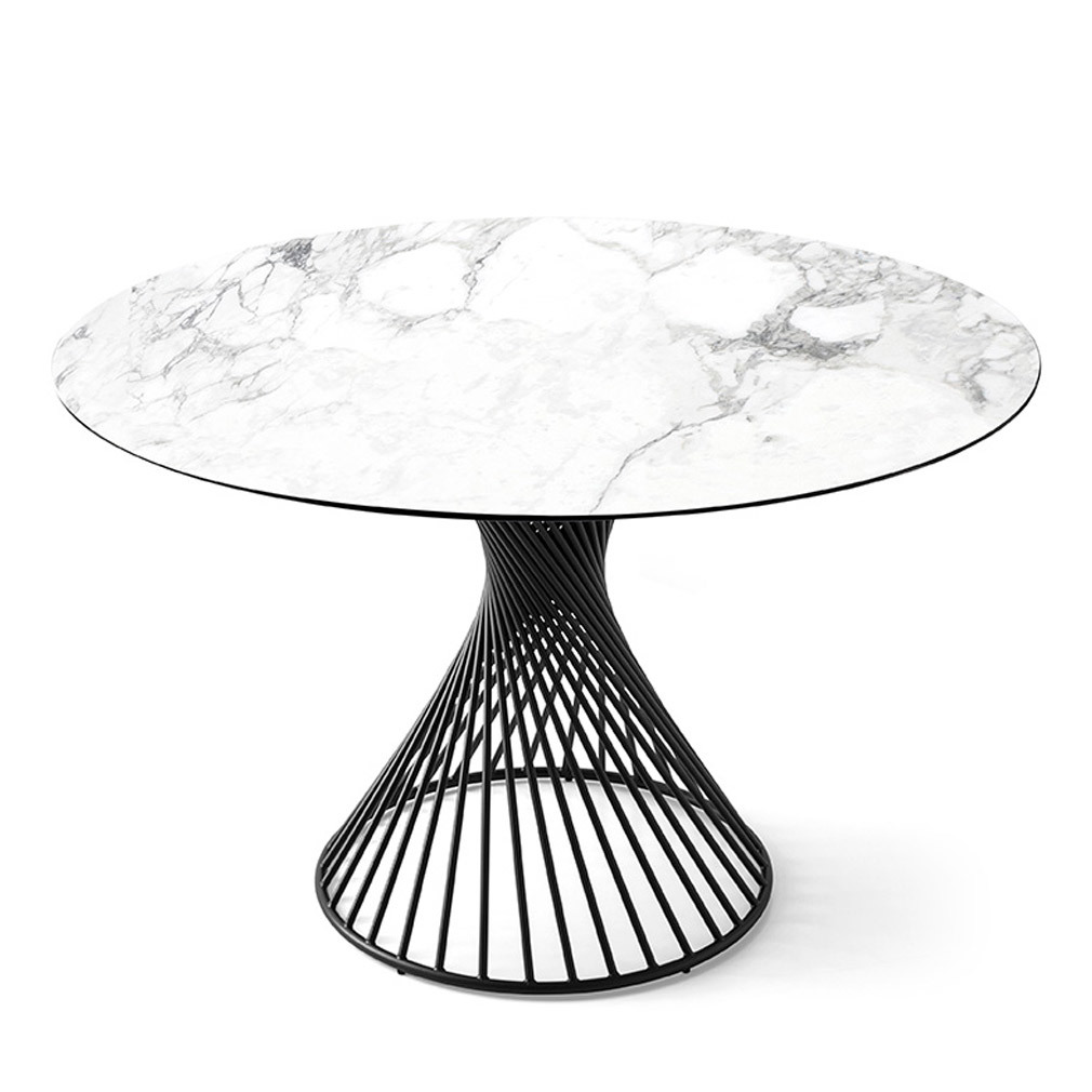 Calligaris Vortex-ruokapöytä valkoinen marmori/mattamusta, ø 120 cm