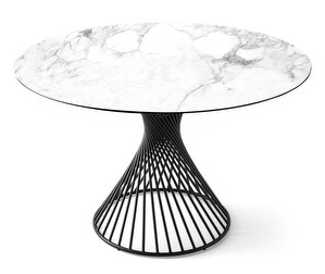 Vortex-ruokapöytä, valkoinen marmori/mattamusta, ø 140 cm