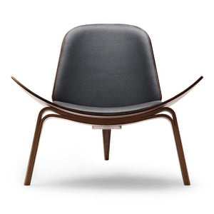 CH07 Armchair, Oiled Walnut / Grey Leather