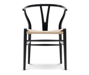 CH24 Wishbone Chair, Black Oak, Natural-Coloured Seat