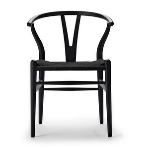 CH24 Wishbone -tuoli, soft black, musta istuin