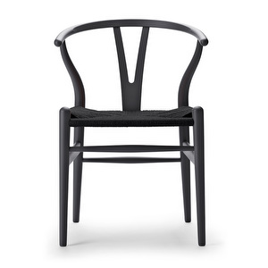 Ch24 Wishbone Chair, Soft Anthracite, Black Seat