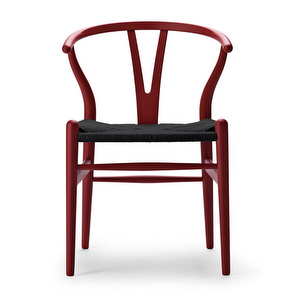 Ch24 Wishbone Chair, Soft Red Brown, Black Seat