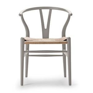 Ch24 Wishbone Chair, Soft Silver, Natural-Coloured Seat